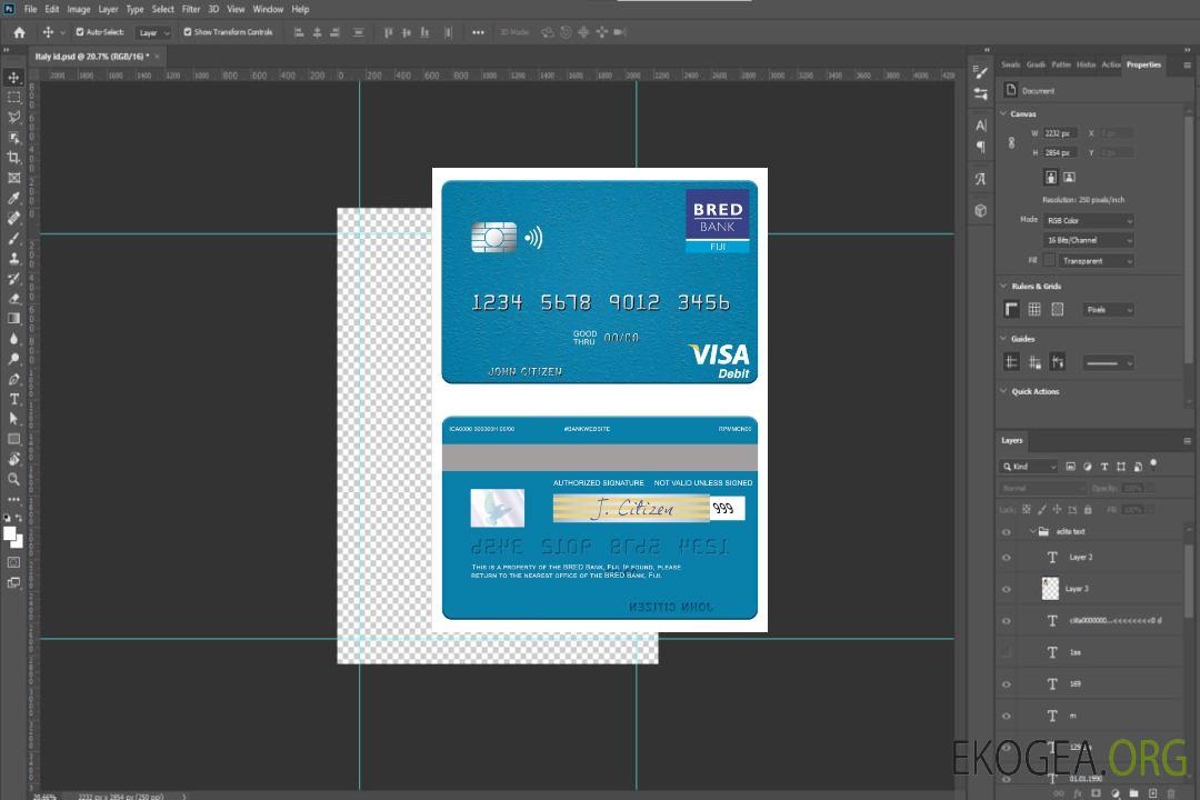 Carte de débit visa Fidji BRED Bank template
